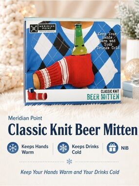 Classic Knit Beer Mitten - Red